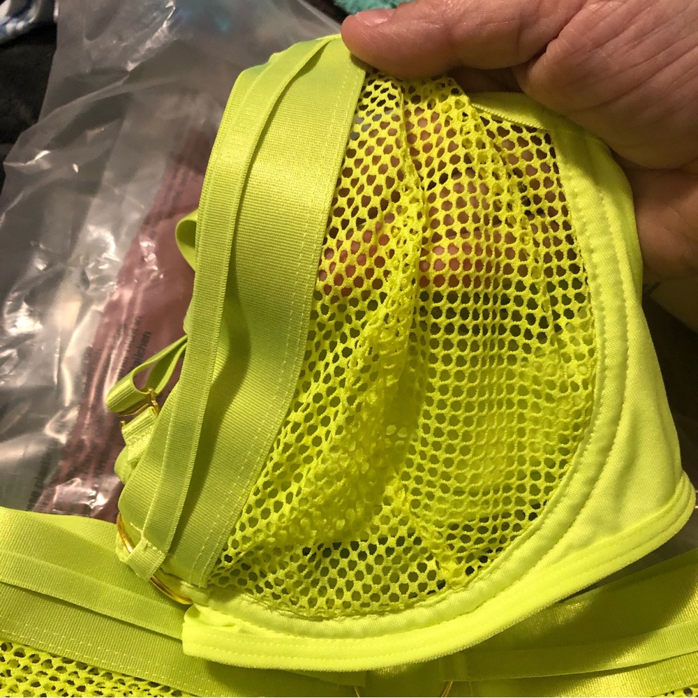 4 Piece Mesh Neon Green Lingerie Set size L - Picture 6 of 11